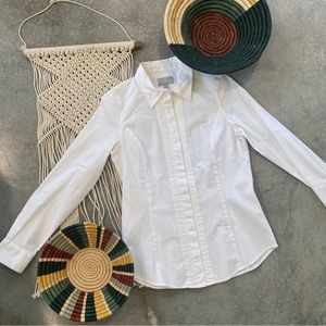 Pure Collection white button up collared shirt